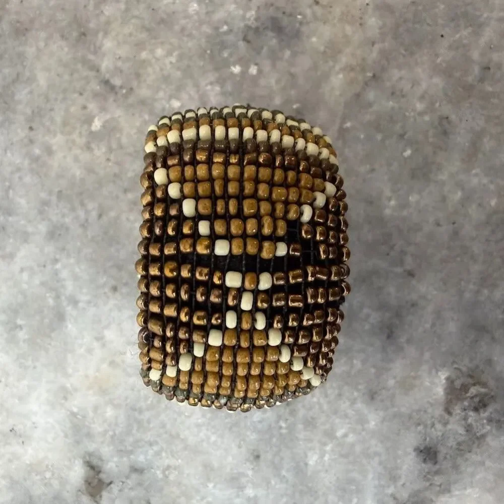 Set of 3 Vintage Earth Toned Boho Beaded Napkin Rings